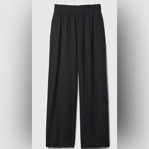 GAP Mid Rise Crinkle Gauze Wide-Leg Pants black large